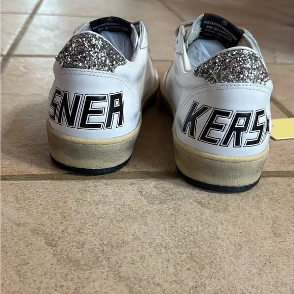 Golden Goose White and Silver Ball Star Sneakers - Picture 3 of 5